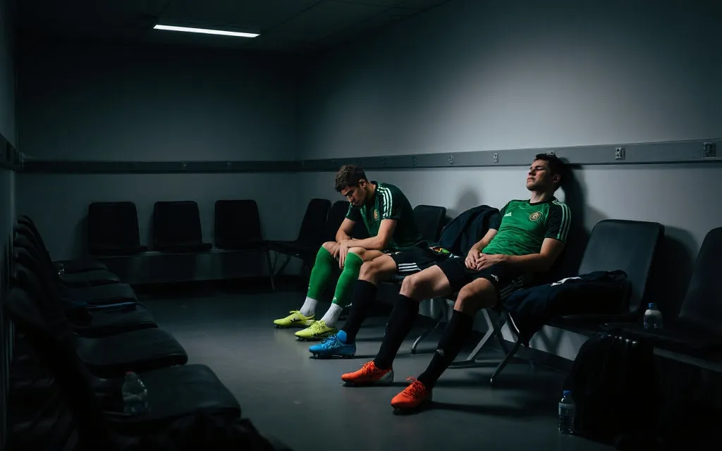 拥挤赛程与球员恢复场景，象征扩军世界杯对健康与比赛质量的压力